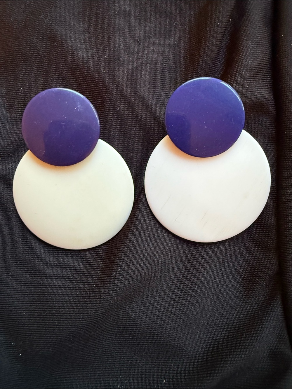 Blue and White Round Drop Earrings
